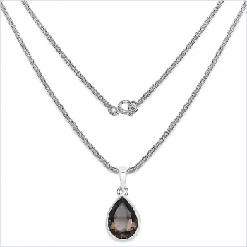 Collier/Kette mit großem Smoky-Topas/Rauchquarz-Tropfen-Anhänger 5,50 Karat