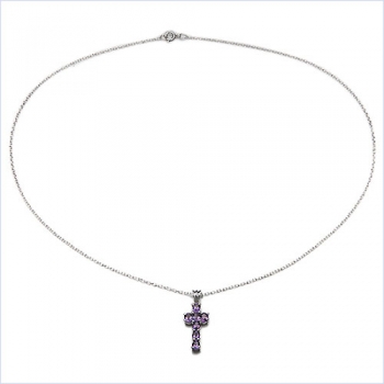 Collier/Kette Anhänger Amethyst-Kreuz-Silber 1,40 Karat
