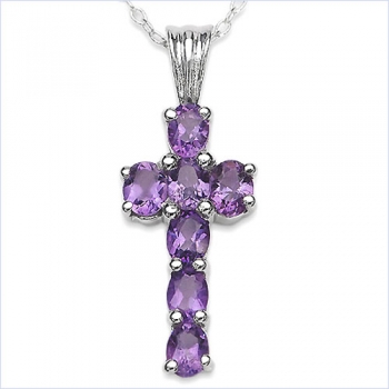 Collier/Kette Anhänger Amethyst-Kreuz-Silber 1,40 Karat