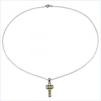 Collier/Kette Anhänger Peridot-Kreuz-Silber 0,80 Karat