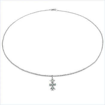 Collier/ Halskette mit Diamant/Amethyst-Anhänger in 925 Silber Rhodiniert