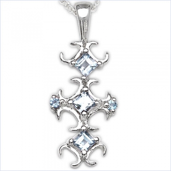Collier/ Halskette mit Blautopas-Anhänger in 925 Silber