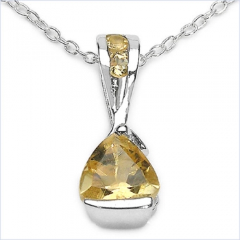 Collier/Kette mit Citrin-Anhänger 925 Silber-0,84 Karat