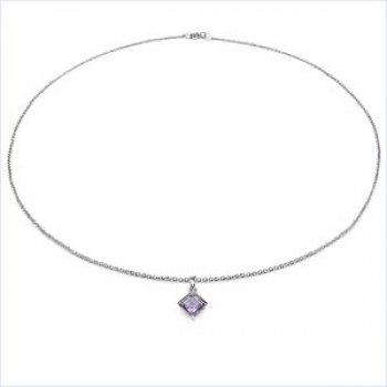 Collier/Kette mit Amethyst-Anhänger 925 Silber/Rhodin.-1,50 Karat