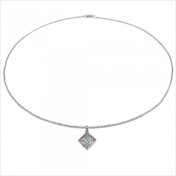Collier/Kette mit Blautopas-Anhänger 925-Silber Rhodin.-0,72 Karat