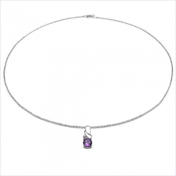 Collier/Halskette mit Amethyst-Anhänger-925 Sterl.Silber 0,52 Karat