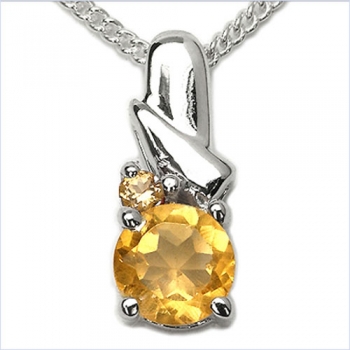 Collier/Kette Anhänger mit Citrin 925 Silber-Rhodiniert-0,52 Karat