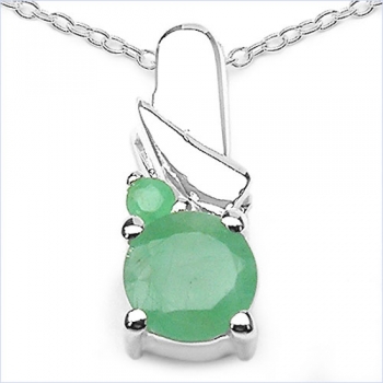 Collier/Kette Anhänger mit Smaragd-925Silber-Rhodiniert-0,52 Karat