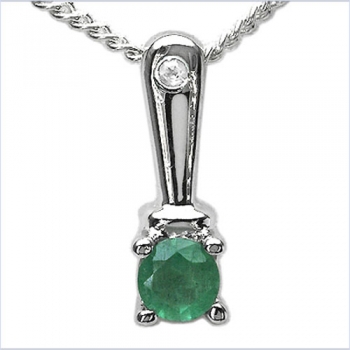 Collier/Kette-Anhänger Smaragd /Wh.Topas-925 Silber-Rhodiniert