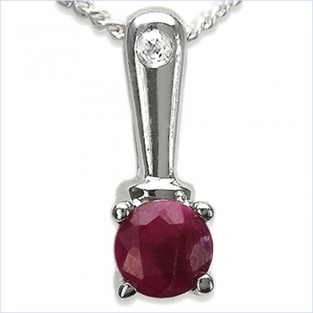 Collier/Kette-Anhänger Rubin/Weißtopas-925 Silber-Rhodiniert-0,19 Karat