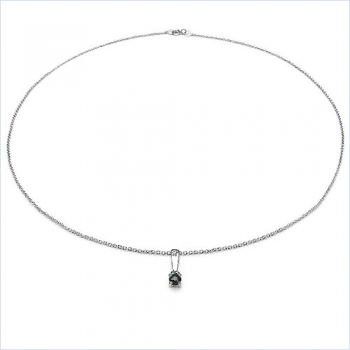 Collier/Kette-Anhänger Granat/Weißtopas-925 Silber-Rhod.0,20cts
