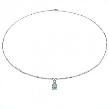 Collier/Kette mit ovalen und runden Blautopas als Anhänger-Silber-Rhodiniert-0,66 Karat