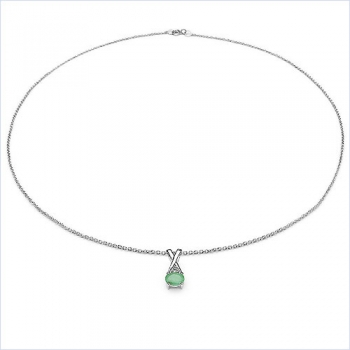 Collier/Kette mit Diamant/Smaragd-Anhänger 925 Silber