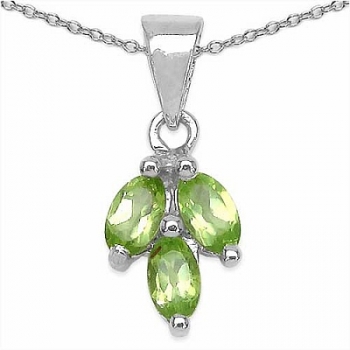 Collier/Halskette m.Peridot-Anhänger 925-Sterling-Silb.-0,81 Karat