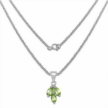 Collier/Halskette m.Peridot-Anhänger 925-Sterling-Silb.-0,81 Karat