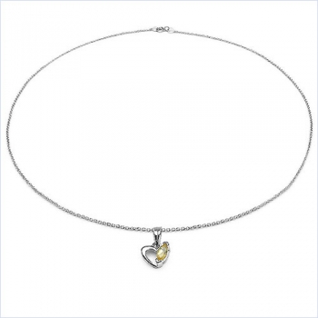 Collier/Kette Anhänger mit Citrin-925Silber-Rhodiniert-0,25 Karat