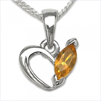 Collier/Kette Anhänger mit Citrin-925Silber-Rhodiniert-0,25 Karat