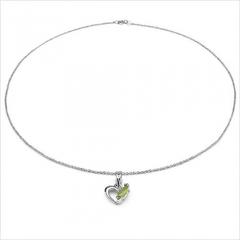 Collier/Kette mit Peridot Herz-Anhänger 925 Silber Rhodiniert