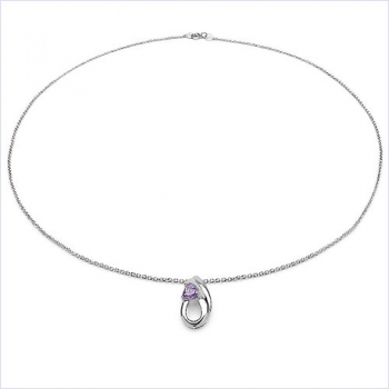 Collier/Kette Anhänger m.Amethyst 925 Silber-Rhodiniert-0,45 Karat