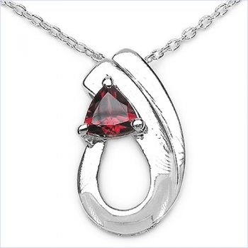 Collier/Kette Anhänger mit Granat-925 Silber-Rhodiniert-0,50 Karat