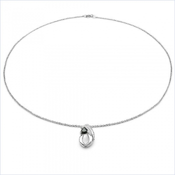 Collier/Kette Anhänger mit schwarzem Saphir-925 Silber-Rhodiniert