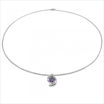 Collier/Kette Anhänger m.Amethyst 925 Silber-Rhodiniert-0,70 Karat