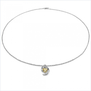 Collier/Kette Anhänger mit Citrin 925 Silber-Rhodiniert-0,70K