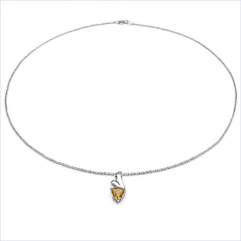 Collier/Kette Anhänger Diamant-Citrin 925 Silber/Rhodiniert