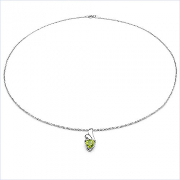 Collier/Kette Anhänger Diamant-Peridot 925 Silber/Rhod.0,71Karat