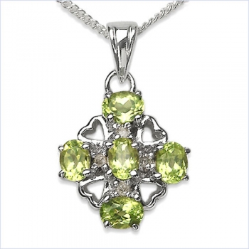 Collier/Kette Herzen-Diamant/Peridot-Anhänger-1,20 Karat