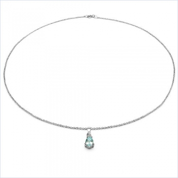 Collier/Kette mit Tropfen-Anhänger Blautopas 925 Silber-0,85 Karat