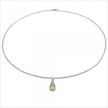 Collier/Kette mit Citrin Tropfen-Anhänger 925-Silber-Rh.-0,75 Karat