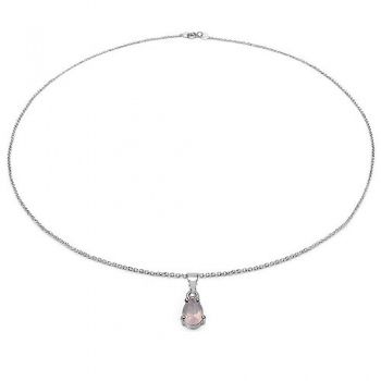 Edles Collier/Kette mit Rosenquarz-Tropfen-Anhänger -1,00 Karat