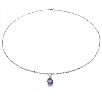 Collier/Kette mit Amethyst-Anhänger 925 Silber/Rhodin.-0,50 Karat