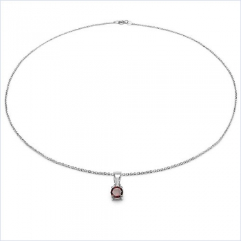 Collier/Kette mit Granat-Anhänger 925 Silber/Rhod.-0,60 Karat