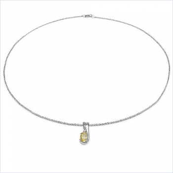 Collier/Kette m. Diamant/Blautopas-Anhänger  925 Silber Rhod.-0,66 Karat