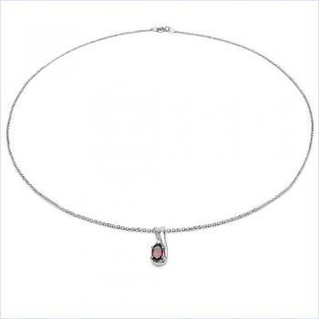 Collier/Kette mit Diamant/Granat-Anhänger 925 Silber Rhod.-0,66 Karat