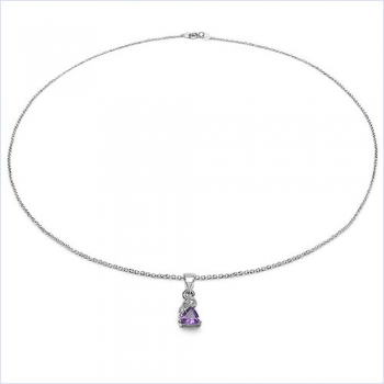 Collier/ Halskette mit 3 Diamanten/Amethyst-Anhänger