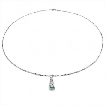 Collier mit Diamant/ Amethyst - Anhänger - 925 Sterling Silber-Rhodiniert