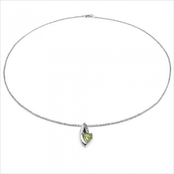 Collier/ Halskette mit 5 Diamanten/Peridot-Anhänger