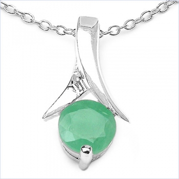 Collier/Halskette Smaragd-Anhänger 925-Sterling-Silber-0,90 Karat