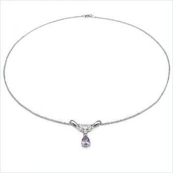 Collier/Kette mit Amethyst u.Weißtopas 925 Sterl.Silber-0,99 Karat
