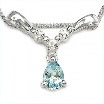 Collier/Kette mit Blautopas u.Weißtopas 925Sterl.Silber-1,09 Karat
