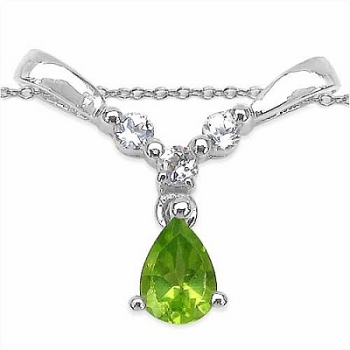 Collier/Kette mit Peridot u.Weißtopas 925 Sterl.Silber-0,99 Karat