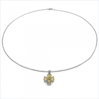 Collier/Kette Blume-Citrin-Anhänger 925 Silber-Rhodin.-1,07Karat