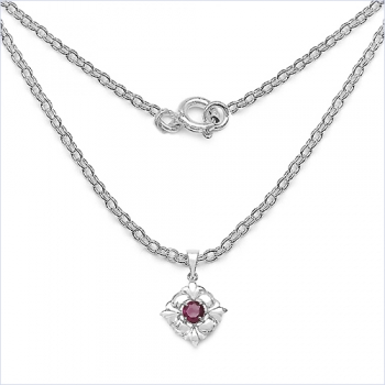 Collier/Kette-Anhänger Rubin-925 Silber-Rhod.-1,18 Karat
