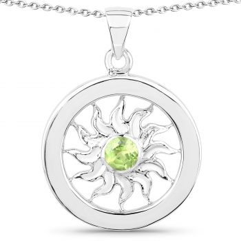 Collier/Halskette 925-Sterling Silber mit Sonne-Anhänger/Peridot 1,10 Karat