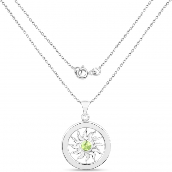 Collier/Halskette 925-Sterling Silber mit Sonne-Anhänger/Peridot 1,10 Karat