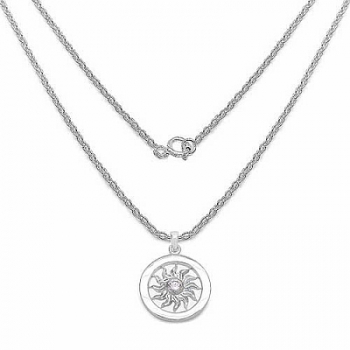 Collier/Halskette 925-Sterling Silber mit Sonne-Anhänger/Zirkonia 1,10 Karat