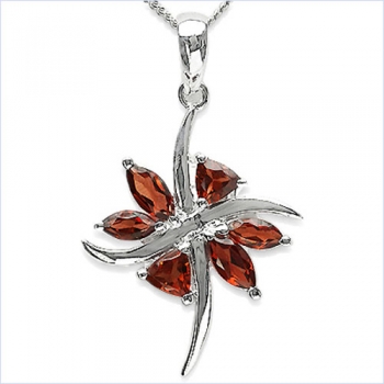 Collier/Kette m.Granat Anhänger 925-St.-Silber Rhod.-1,36 Karat